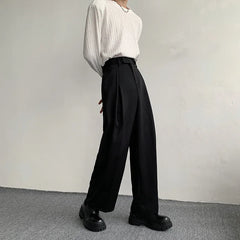 Voguable New Black Suit Pants Men Fashion Social Men Dress Pants Korean Loose Oversized Wide Leg Pants Men Formal Trousers M-2XL voguable