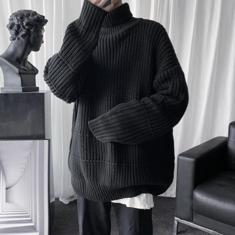 Autumn Winter Mens Casual Turtleneck Pullover Men's Long Sleeve Rollneck Sweater Korean Style Fashion Warm Knitted Sweater voguable
