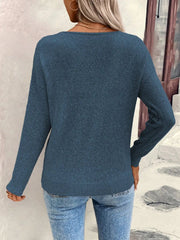 V-neck knitted off shoulder spring and autumn women's sweater can be worn externally voguable