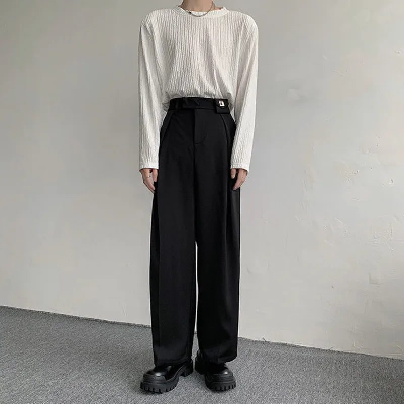 Voguable Black Suit Pants Men Oversized Fashion Social Men Dress Pants Korean Loose Straight Wide Leg Pants Men Office Formal Trousers voguable