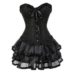 Voguable sexy corsets for women plus size costume overbust burlesque corset and skirt set tutu corselet victorian fashion gowns voguable