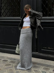 TARUXY Knitted High Waist Long Skirts For Women 2024 Retro Casual Loose Maxi Skirt Women's Autumn Winter Elegant Skirt Female voguable