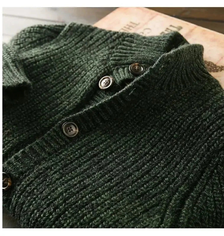 American High-end Knit Cardigan Men's Stand Collar Sweater Cardigan Korean 2025 New Spring Autumn New Sweater Button Jacket Chic voguable