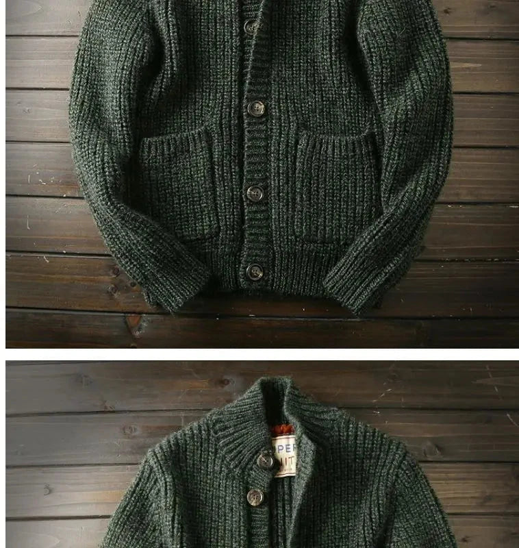 American High-end Knit Cardigan Men's Stand Collar Sweater Cardigan Korean 2025 New Spring Autumn New Sweater Button Jacket Chic voguable