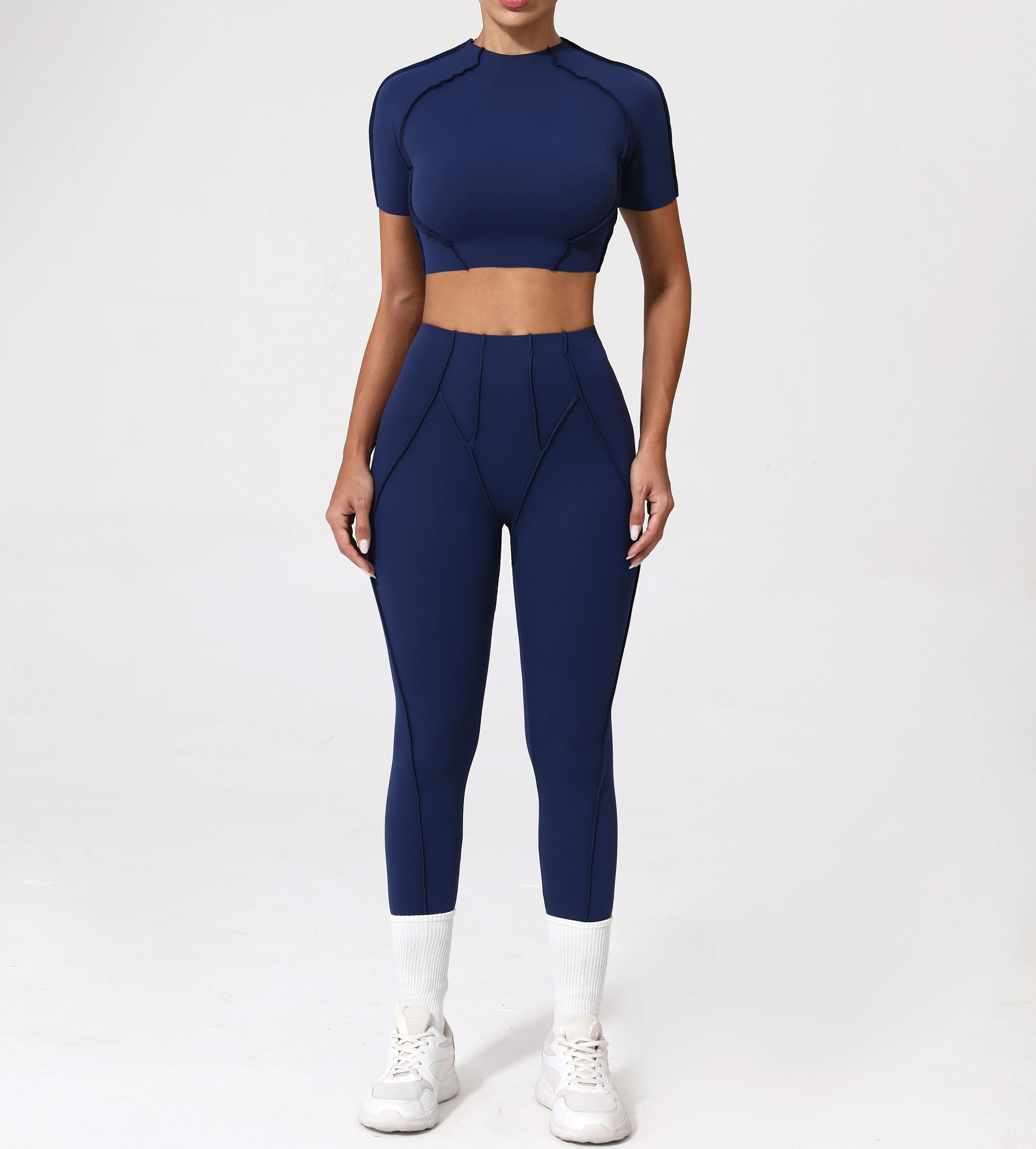 Voguable  2PCS Yoga Suit Sports Set Women Quick-Drying Gym Set Women Tracksuit Running Workout Long Sleeve Sports Shirt Yoga Clothing voguable