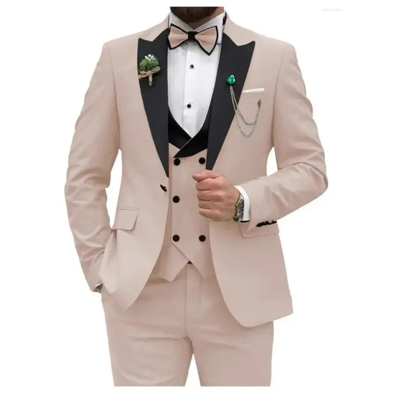 Voguable  New Slim Men's Suit 3-Piece Set Jacket +Vest+ Pant Wedding Party Men Blazer Coat Luxury voguable