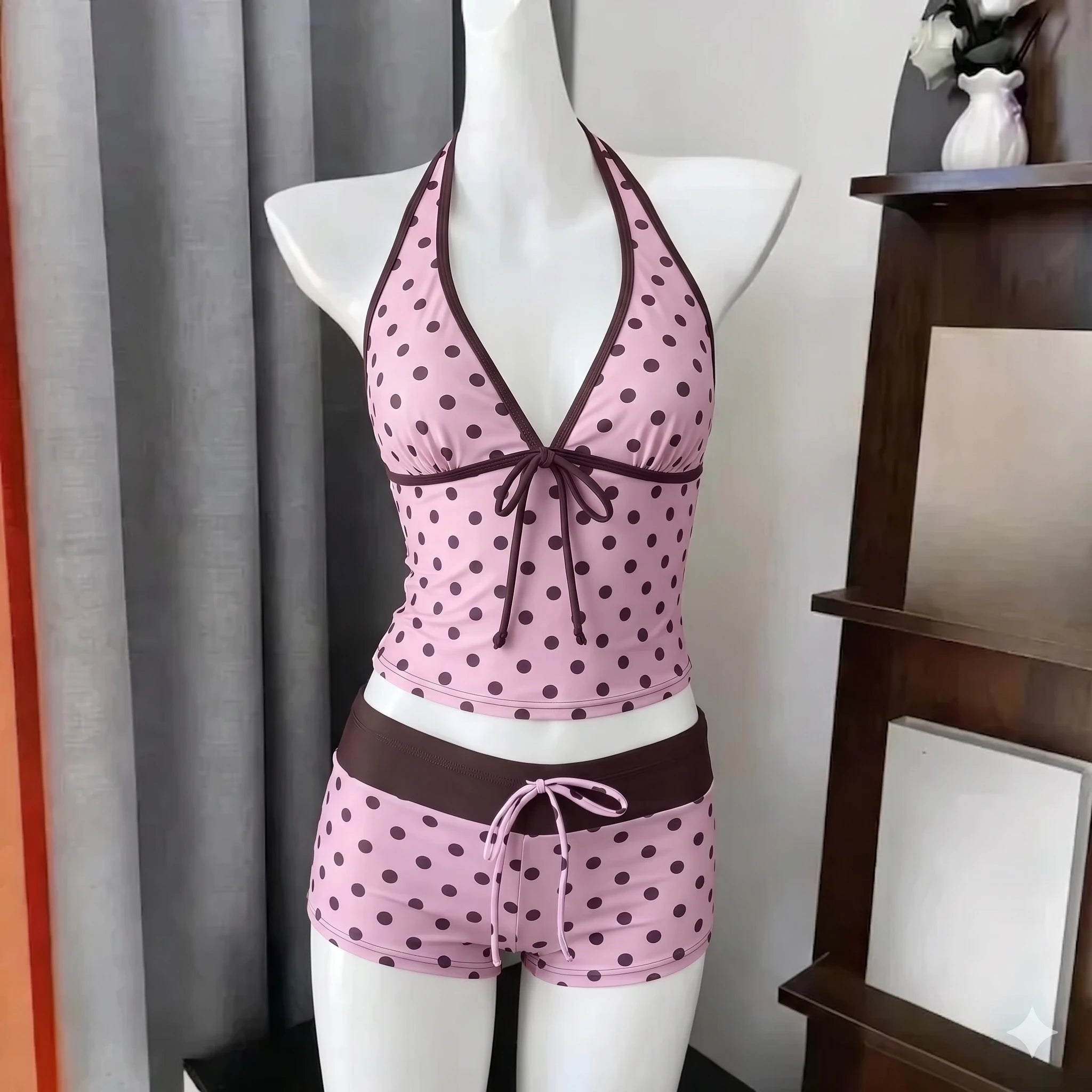 Voguable  Fairy Sweet High Waist 4-Piece Split Bikini Set For Women Print Trendy Swimwear Chic Beach Vacation Summer Party Fashion voguable