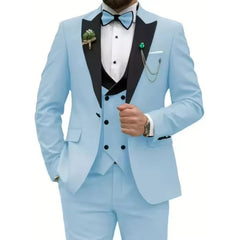 Voguable  New Slim Men's Suit 3-Piece Set Jacket +Vest+ Pant Wedding Party Men Blazer Coat Luxury voguable