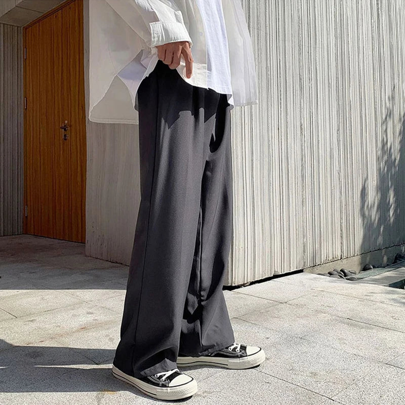 New Japanese Retro Male Suit Pants Light Luxury Straight Draped Button-down Business Casual Pants Premium Slim Elegant Trousers voguable