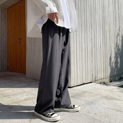 New Japanese Retro Male Suit Pants Light Luxury Straight Draped Button-down Business Casual Pants Premium Slim Elegant Trousers voguable