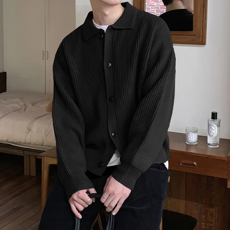 Men's Trend Red Green Daily Baggy Sweaters Button Cozy Knitted Cardiga Stylish Thermal Solid Color Long Sleeve Outerwears Male voguable