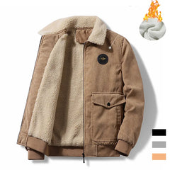 Plus 8XL Autumn Winter Men Warm Fleece Warm Thick Jackets Coats Men Fashion Fur Collar Corduroy Military Casual Jacket Coat Male voguable