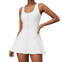 Voguable  European and American -   design sense half zipper retro street art chill lazy low-cut dress voguable