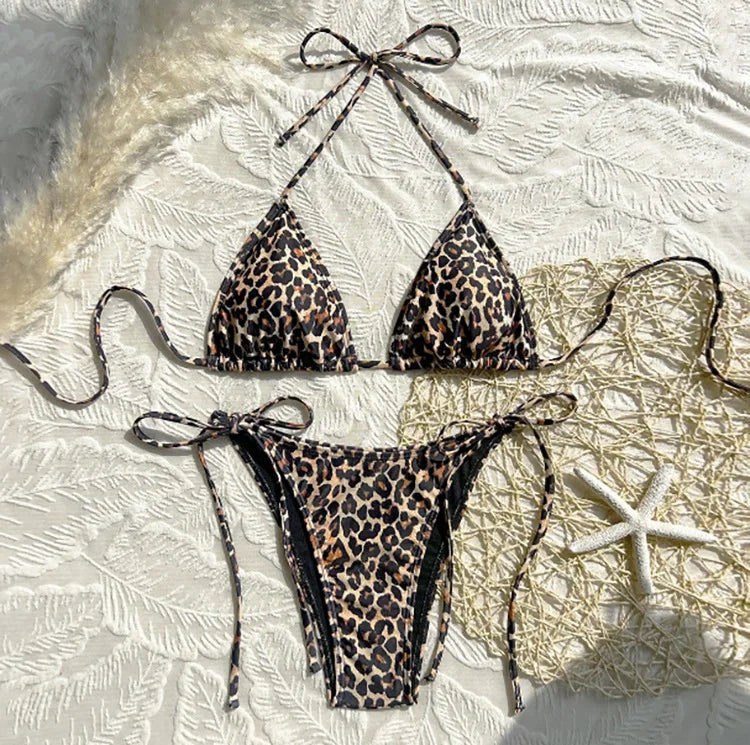 Voguable  Sexy Lace Up Polka Dot Vacation Bikinis Women Split Swimsuit Beach Bikini New All Season Backless Bikinis 2 Piece Set voguable