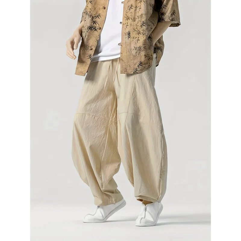 Voguable  New Arrival Men Casual Pants High Street Cross Pants Cotton Chinese Style Streetwear Male Harem Trousers voguable