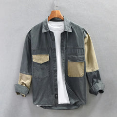 Voguable Spring New Cargo Casual Patchwork Shirt Men Big Pockets 100% Cotton Four Seasons Men Clothing Oversize voguable