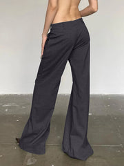 Voguable Low Waist Wide Leg Suit Pants Women Old Money Style Korean Fashion Baggy Trousers Female Office Wear Elegant Gray Pants voguable