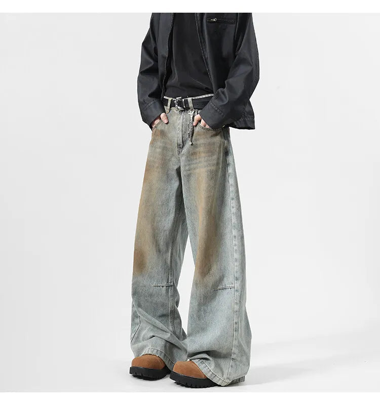 2025 Men's Jeans baggy Denim pants Loose Fit Casual Style American Streetwear Straight Novel design Leg Pants Trendy Brand voguable
