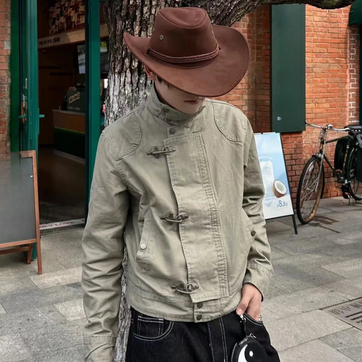 Voguable  90s Harajuku Vintage Streetwear Button Hooded Sweatshirts Casual Aesthetic Grunge Stand Neck Jacket Y2k Retro Outfit Outerwear voguable