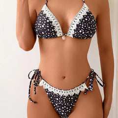 Voguable  Push Up Bikini Sexy Women Swimsuit Swimwear Female Dot Brazil Bikini Set Beachwear Lace Bathing Suit Biquini Swimming Suit voguable