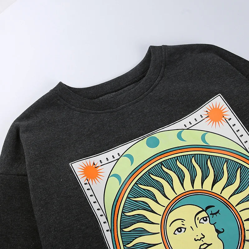 Women Sweatshirt Fashion Print Spring Autumn Cotton Loose Hoodies Casual Streetwear Long Sleeve Female O-neck Pullovers voguable
