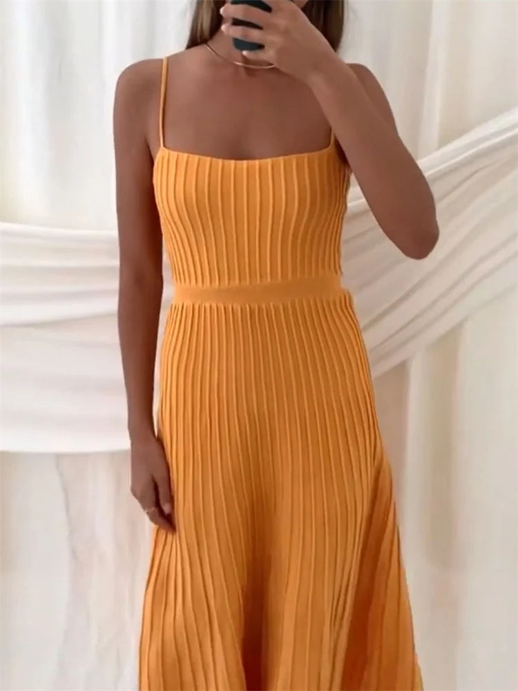 Backless Ribbed Maxi Dress For Women Summer New Holiday Party Stretch High Waist Bodycon Maternity Dresses Knit Sundress voguable