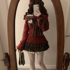 Brown Women Plaid Skirts Kawaii Lolita Sweet Mini Skirts Vintage Lace Patchwork Cute Fashion High Waist Layered Skirt voguable