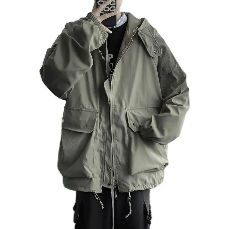 Fall Winter Thickened Work Jacket Korean Style Trendy Hooded Jacket Men 2025 New Versatile Loose Fashion Top Aesthetic Urban voguable