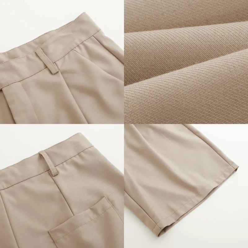Summer Suit Shorts Men Fashion Social Mens Dress Shorts Korean Loose Straight Casual Shorts Mens Office Formal Shorts M-2XL voguable