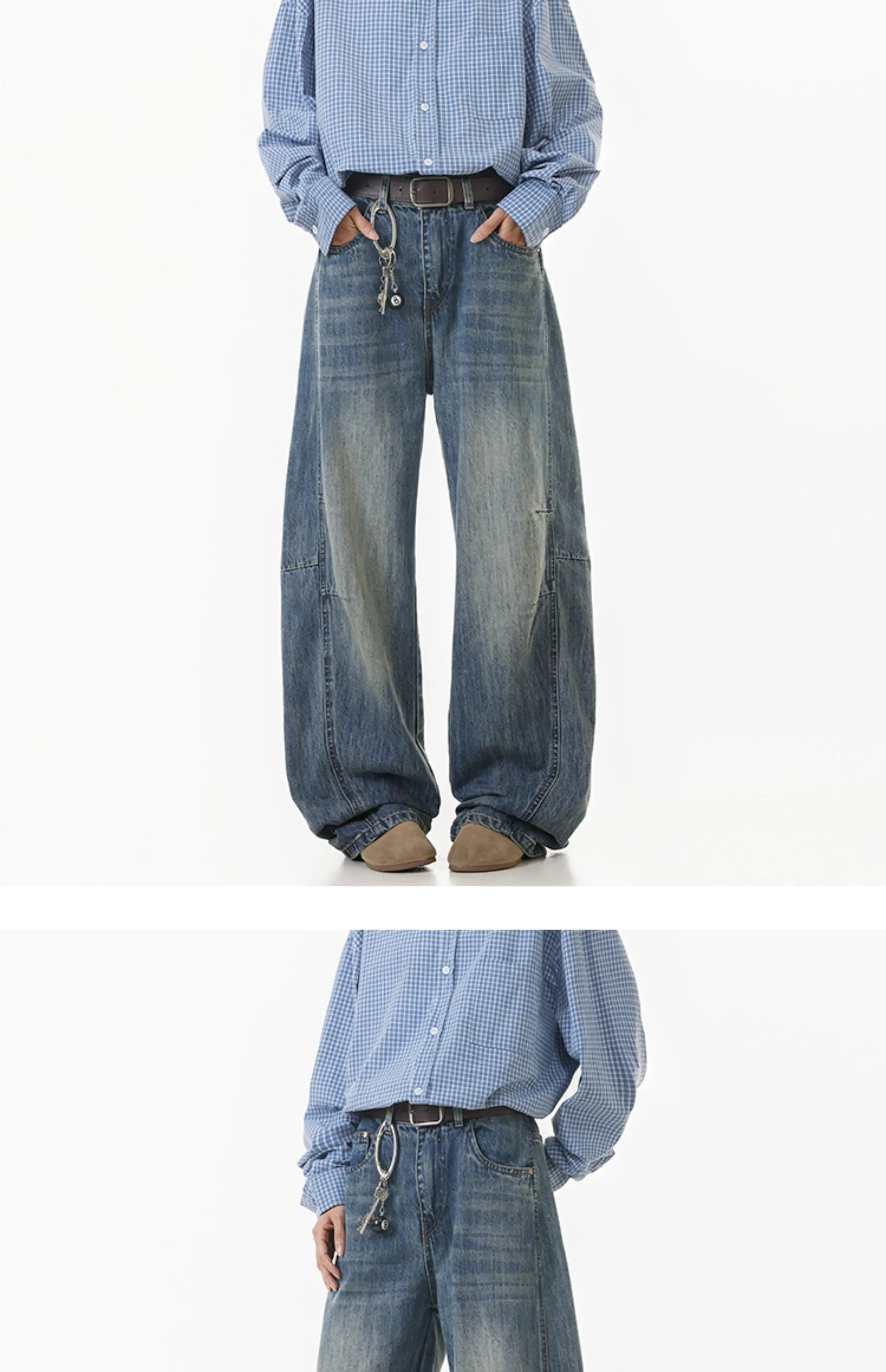 2025 Spring Men Denim Pants Straight Droop Vintage Loose Bottom Straight Wide Leg Casual Male Trousers Korean Style baggy jeans voguable