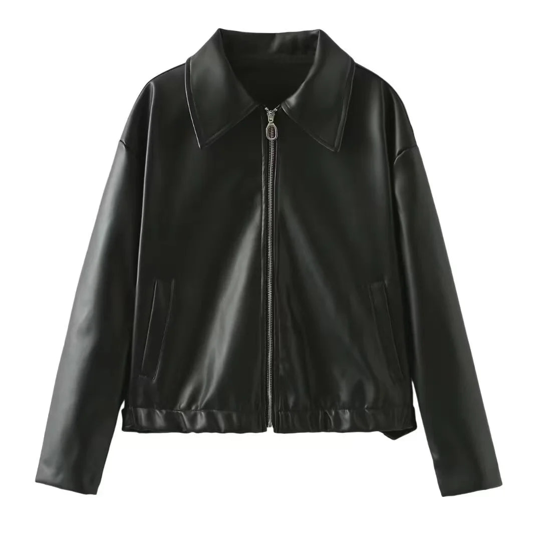 2024 New Leaher Jackets Women's Jaqueta Feminina Streetwear ins Outwear Casaco Feminino Vermelho Couro Coat Black Giacca Pelle voguable