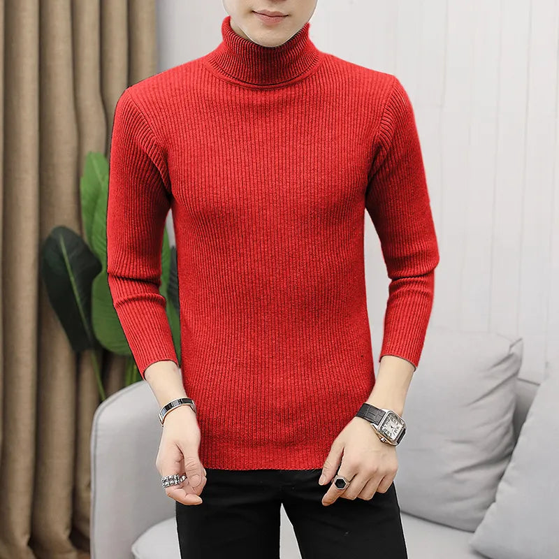 Autumn and Winter  Men's Turtleneck Sweater Male  Version Casual All-match Knitted  Sweater voguable