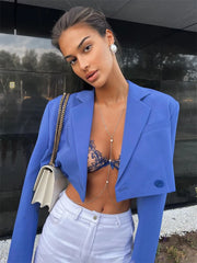 Taruxy Green New Blazers For Women Cropped Coats Jacket Summer Casual Outfits 2022 Fashion Chic Jacket Women's Blazer Suits voguable