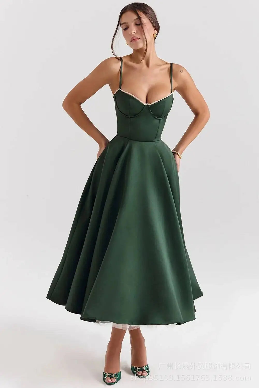 Summer Flare Midi Dress Elegant 2025 New Arrivals Spaghetti Strap Bustier Dress Women Dresses Sweet Pink Women Tops CHP1 voguable
