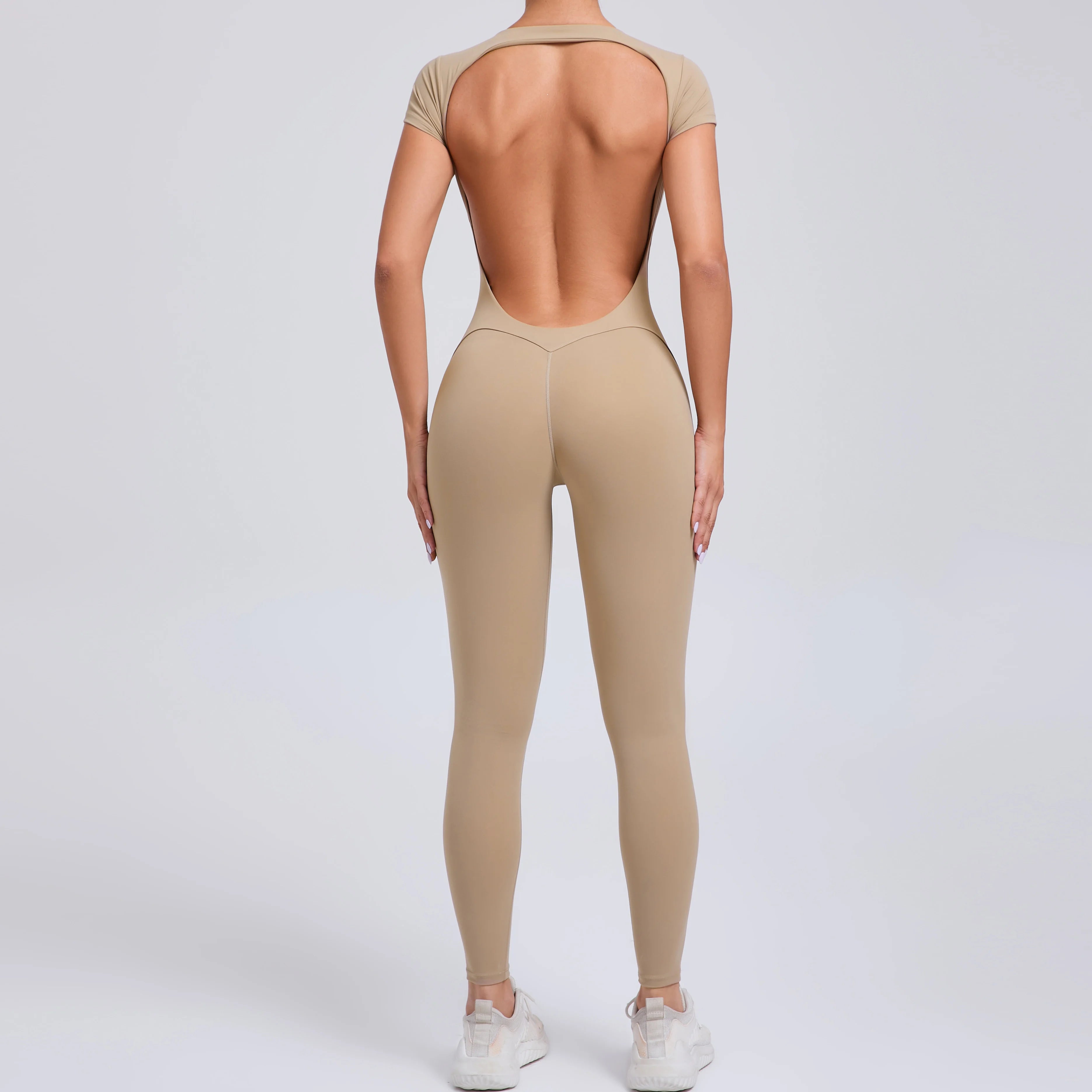 Voguable  One-piece Yoga Padded Backless Suit Female Rompers Quick Dry Yoga Clothing Workout Bodysuits Scrunch Sports Jumpsuit Women voguable
