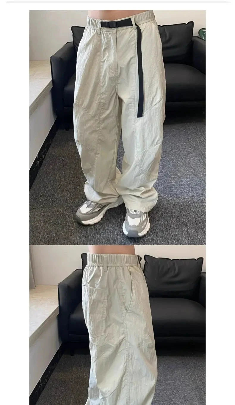 American Retro Mountain Outdoor Quick-drying Pants Men's Function Thin Cool Solid Color Cityboy Loose Casual Trousers Aesthetic voguable