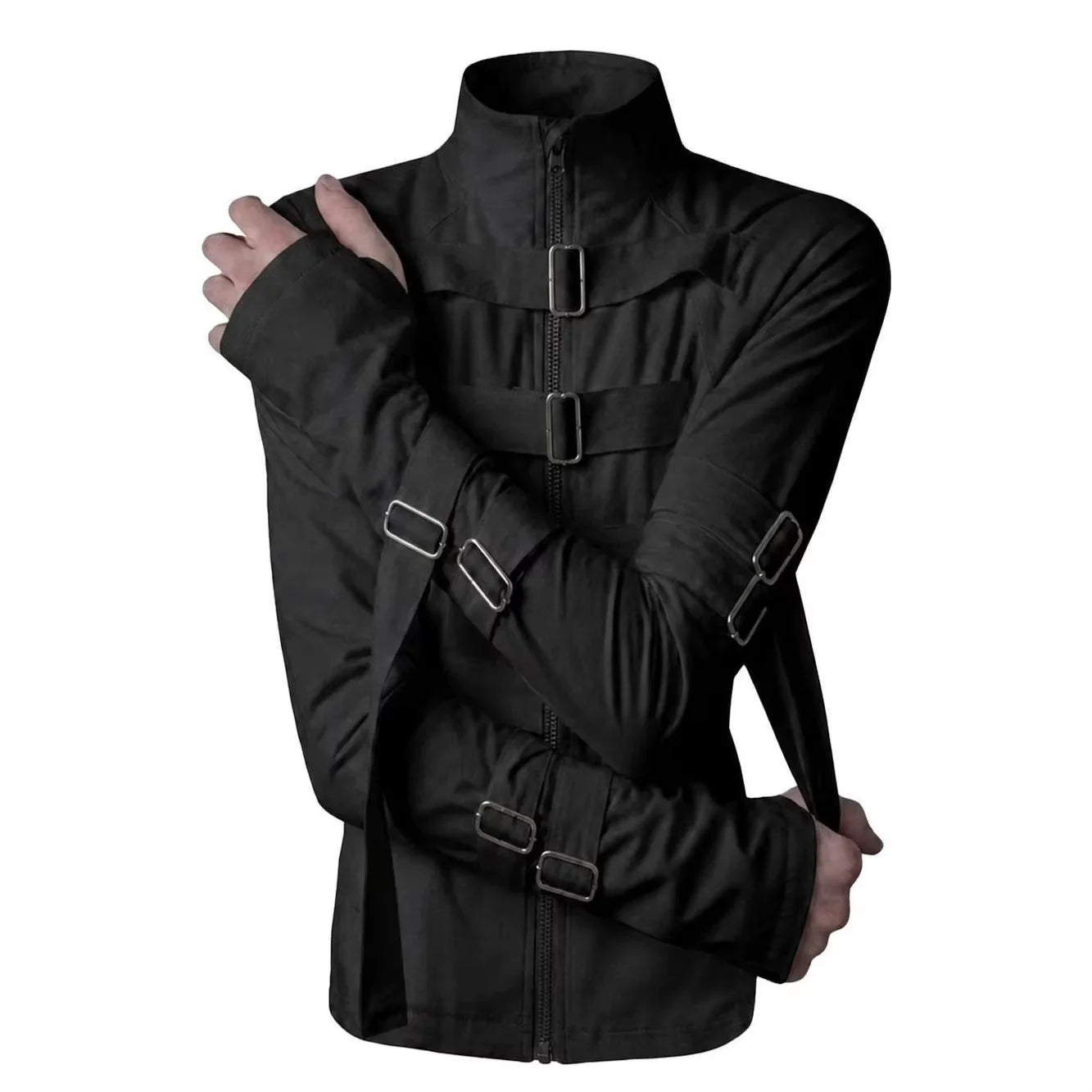 Voguable  Women's Gothic Jacket Retro Washed Canvas Stand Collar Frog Button Y2K Punk Street Coat voguable