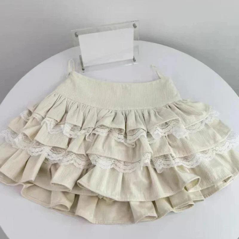 Voguable Autumn Winter Woman Kawaii Sweet 2 Piece Set Off Shoulder Bow Knitted Tops + Mini Cake Skirt Female Korean Fashion Casual Suits voguable