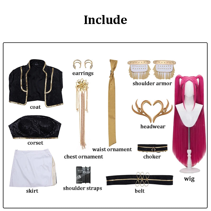 Black Golden Rumi Zoey Mira Cosplay Costume Wig Women Suit Halloween Party Role Playing Outfit voguable