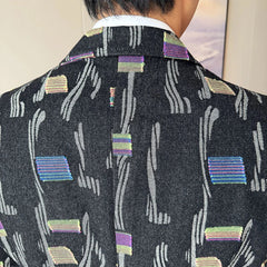 Voguable  Autumn Men's Suit Jacket Blazer Fashionable High-end Luxury Jacquard Denim Casual Suit Business Social Tailcoat 4XL-M voguable