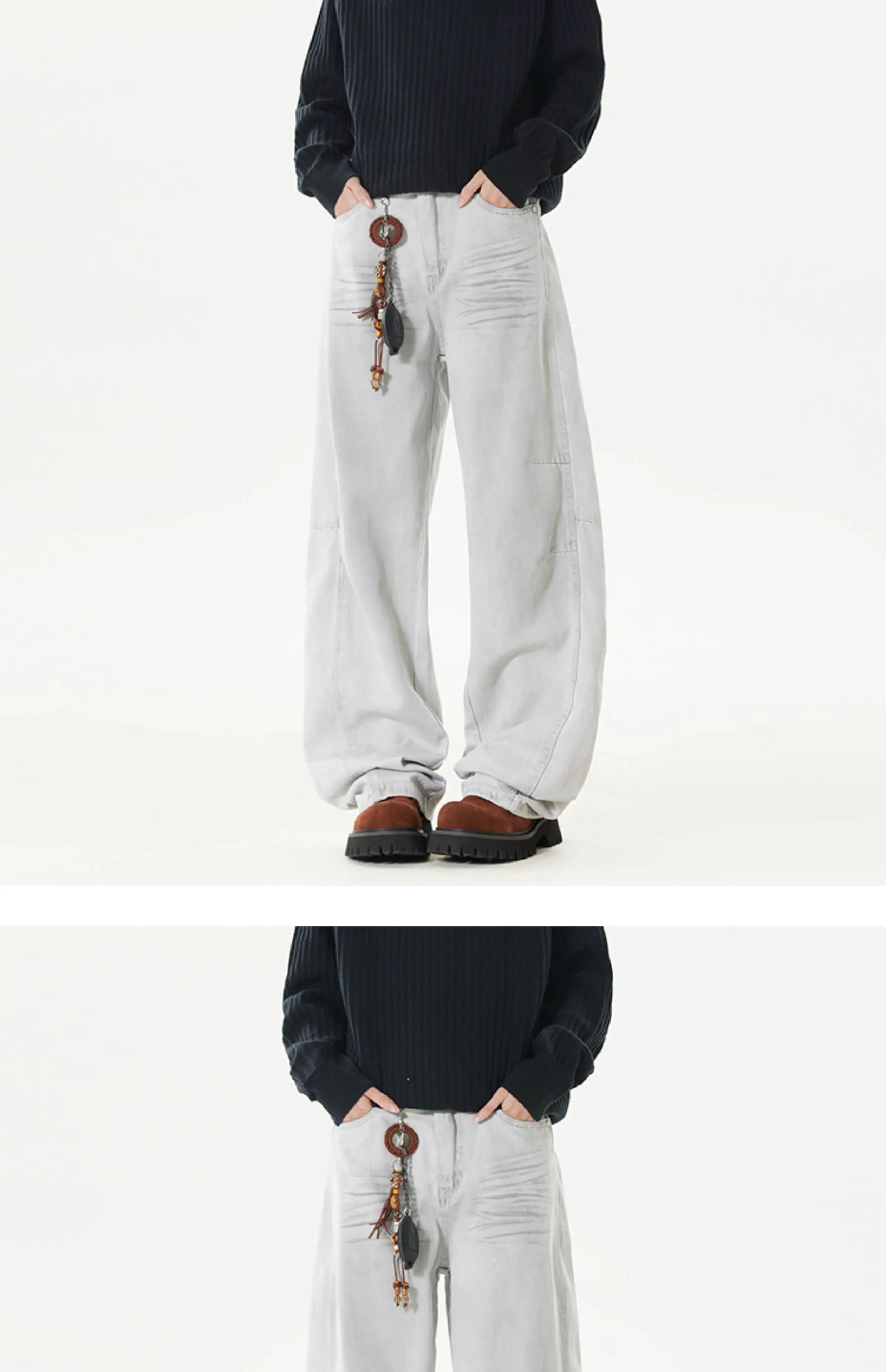 2025 Spring Men Denim Pants Straight Droop Vintage Loose Bottom Straight Wide Leg Casual Male Trousers Korean Style baggy jeans voguable