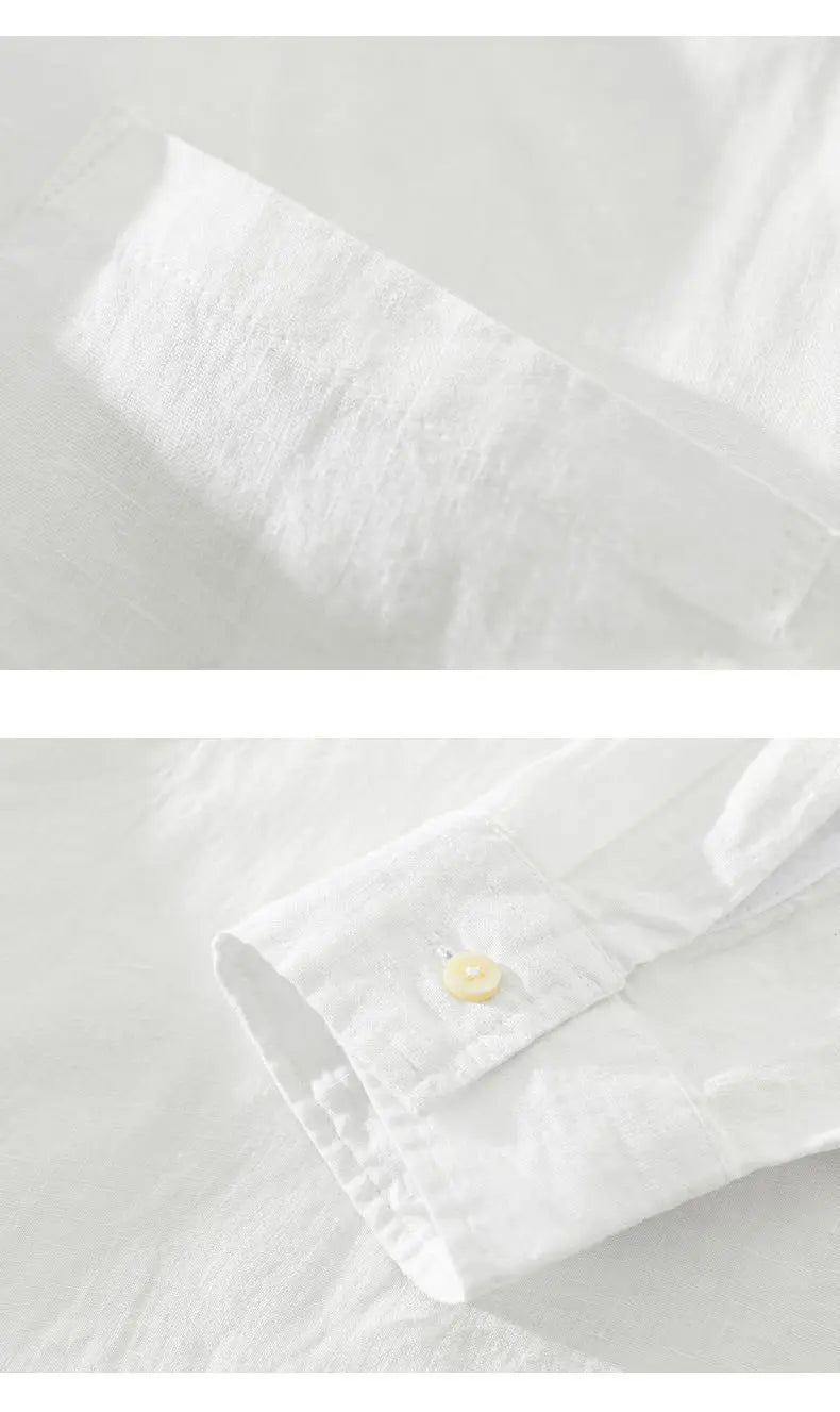 Japanese Retro Long-sleeved Linen Shirt Men's Summer New Loose Pullover Square Collar Shirt Casual Cotton Linen Top Aesthetic voguable