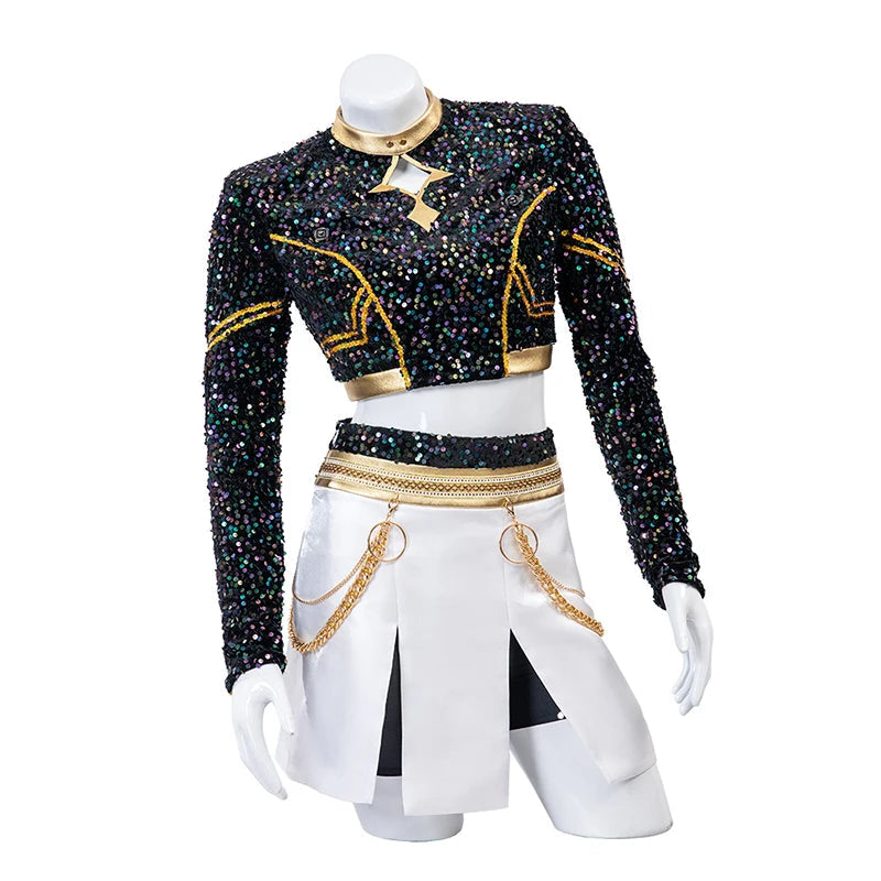 KPop Zoey Cosplay Costume Wig Shoes Black Coat Singing Suit Song-Promotion Costume Women Halloween Party Role Playing Outfit voguable