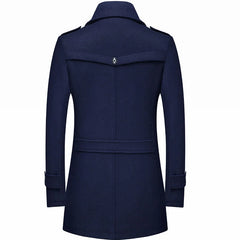 Winter Men's Woolen Coats Fashion Thicken Mid Length Trench Solid Turn Down Collar Warm Outerwear Business Casual Wool Coat Men voguable