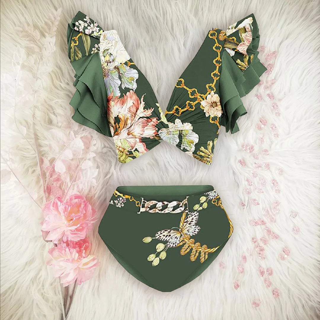 New High Waist Bikini Swimwear Women Swimsuit Push Up Bikinis Women Bathing Suit Biquini Ruffle Bikini Summer Beach Wear voguable