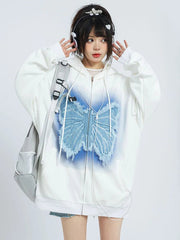 Vintage Women Y2K Hoodies Bufferfly Loose Long Sleeve Streetwear Sweatshirts Harajuku Casual Fall Lady Retro American Tops voguable