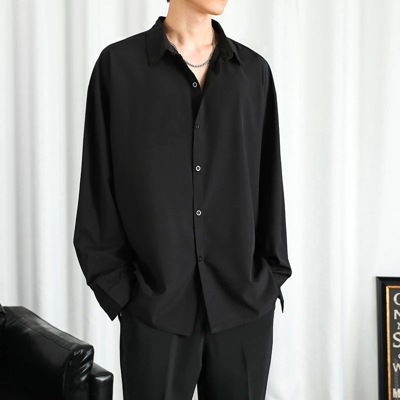 Shirt Men Solid  Long sleeved Shirt For Men Korean Fashion Shirts Comfortable Blouses Casual Loose Classic Single Breasted Shirt voguable