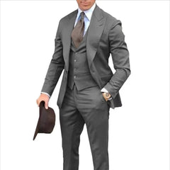 Voguable  3 Pieces Set Purple Suit Men Business Tuxedos Formal Jacket Vest Pants Single Breasted Groom Groomsman Prom Wedding Party voguable