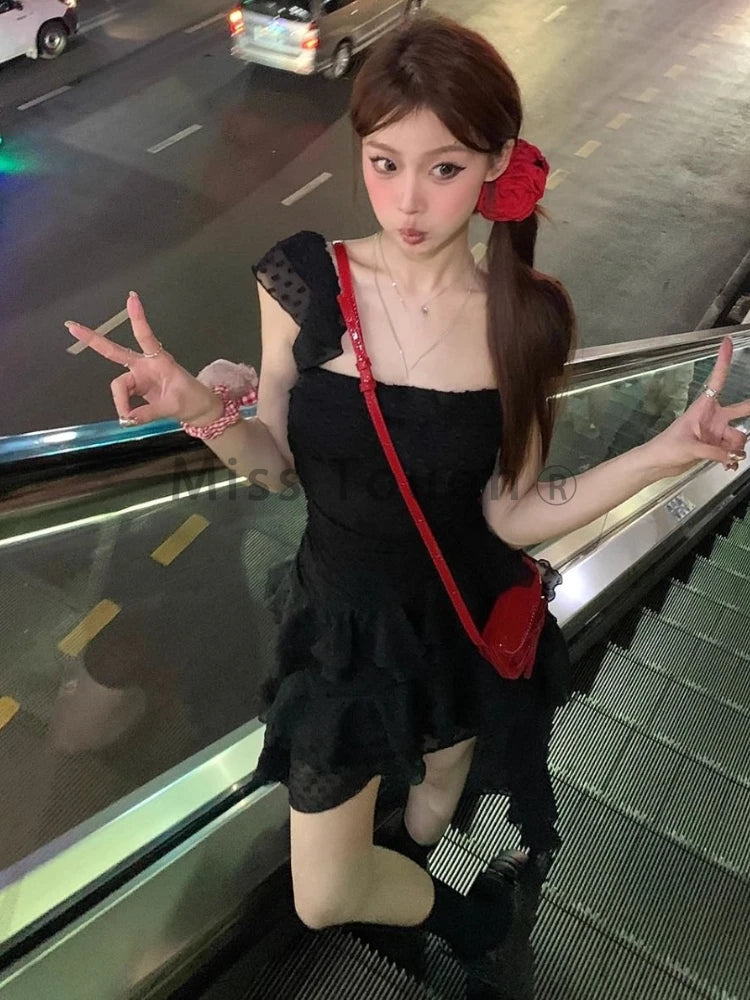 Voguable Summer Sexy Y2k Vintage Mini Dress Women Irregular Korean Fashion Casual One Piece Dress Female Tierred Elegant Chic Clothes New voguable