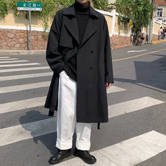 Streetwear Spring Trench Korean Men Fashion Overcoat for Male Long Windbreaker Streetwear Men’s Woman‘s Coat Loose New Clothing voguable